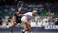 Mohamed ElShorbagy in action against Mostafa Asal during yesterday's semi-final. 