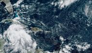 Tropical Storm Ian is seen near the coast of Cuba in this satellite image taken September 25, 2022. (National Oceanic and Atmospheric Administration/Handout via REUTERS)