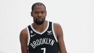 Brooklyn Nets forward Kevin Durant poses for a photo during media day at HSS Training Center in Brooklyn, NY, US, on September 26, 2022. (Vincent Carchietta-USA TODAY Sports via Reuters)