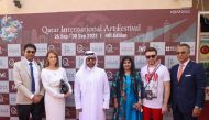 Katara General Manager Prof Dr. Khalid bin Ibrahim Al Sulaiti (third left) and MAPS International President and QIAF Head, Rashmi Agarwal (third right) along with other officials during the inauguration of the 4th Qatar International Arts Festival.