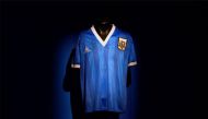 The shirt worn by Argentinian soccer player Diego Maradona in the 1986 World Cup is displayed ahead of it being auctioned by Sotheby's, in London, Britain, April 20, 2022. Reuters/Toby Melville
