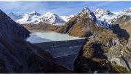 Overview of the Grande Dixence dam, 285 metres high and with a water capacity of 400 million cubic metres from 35 surrounding glaciers and supplying around 400,000 houses with electricity for a year, in Heremence Switzerland, October 4, 2022. REUTERS/Denis Balibouse