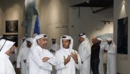 Minister of Environment and Climate Change H E Sheikh Dr. Faleh bin Nasser bin Ahmed bin Ali Al Thani at the opening of the exhibition at Eiwan Al Gassar Gallery.