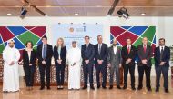 Dr. Salem Al Naemi, President of UDST; Antoinet van Schaijk, Pearl GTL Technology Manager and Vice-President QSRTC; and other officials at the agreement signing ceremony. 