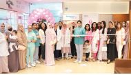 Dr Zeba Iqbal, Dr Hajira Fathima and Dr Najmath Beegumi inaugurating the Breast Cancer Awareness Booth at Naseem Medical Centre, C Ring Road, Doha. 