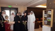 Minister of Education and Higher Education H E Buthaina bint Ali Al Jabr Al Nuaimi inaugurating the fifth edition of the exhibition for the creators of visual arts at the Abdulaziz Nasser Theatre in Souq Waqif.