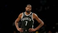 Brooklyn Nets forward Kevin Durant (7) reacts during the third quarter against the New Orleans Pelicans at Barclays Center  in Brooklyn, New York, on October 19, 2022. Mandatory Credit: Brad Penner-USA TODAY Sports