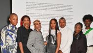 Naomi Campbell (fourth left) with other artistes at the event.