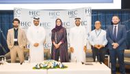 Dr. Allan Villegas-Mateos (first right) with panellists at the launch of the report at Qatar National Library. 