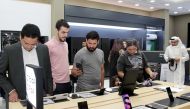 People checking various models of Samsung products. Pic: Salim Matramkot/ The Peninsula