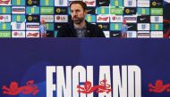 England's manager Gareth Southgate holds a press conference at St George's Park in Burton-on-Trent after revealing the England squad for the 2022 World Cup in Qatar on November 10, 2022. (Photo by Darren Staples / AFP)