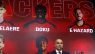 Head coach Roberto Martinez speaks during a press conference to present the squad of Belgium's national football team for the upcoming FIFA 2022 Qatar World Cup, at the team's Base camp in Tubize, on November 10, 2022. (Photo by JOHN THYS / AFP)
