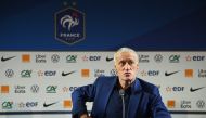 France's head coach Didier Deschamps holds a press conference in Paris on November 9, 2022, after he announced the list of players selected for the Qatar 2022 FIFA World Cup football tournament. (Photo by FRANCK FIFE / AFP)