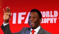 Brazilian soccer great Pele attends a news conference to present the FIFA World Cup global 