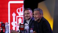 Luis Enrique speaks during the unveiling of the official list of Spain's players for the football 2022 World Cup in Qatar on November 11, 2022. (Photo by Pierre-Philippe Marcou / AFP)