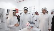 Minister of Culture H E Sheikh Abdulrahman bin Hamad Al Thani during the inauguration of the exhibition at AM Gallery in the Place Vendôme Mall. 
