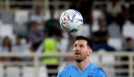 Argentina's forward Lionel Messi controls a ball during a training camp in Abu Dhabi ahead of the Qatar 2022 FIFA football World Cup, at the Nahyan Stadium, on November 14, 2022. Photo by Karim Sahib / AFP