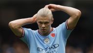 Manchester City's Erling Braut Haaland in action during the Premier League match against Brentford at the Etihad Stadium, Manchester, Britain, on November 12, 2022.  Action Images via Reuters/Jason Cairnduff 