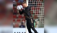 Germany’s goalkeeper Manuel Neuer  during a friendly match against Oman in  Muscat, yesterday. AFP