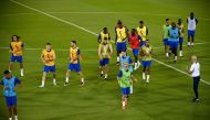 France’s players attend a training session at the Jassim Bin Hamad Stadium, yesterday. Pictures: AFP