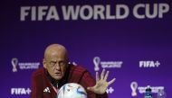 Chairman of the FIFA referees committee, Pierluigi Collina during the Referees Media Briefing at the Main Media Center in Doha, Qatar, on November 18, 2022.  REUTERS/John Sibley