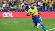 Brazil's Dani Alves celebrates scoring their fourth goal during the Copa America Brazil 2019 match against Peru  at the Arena Corinthians, Sao Paulo, Brazil, on June 22, 2019.  File Photo / Reuters
