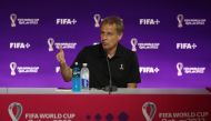 Technical Study Group member Jurgen Klinsmann during a press conference at the Main Media Center, Doha, Qatar, on November 19, 2022.  REUTERS/Matthew Childs