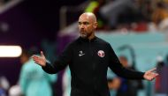  Qatar coach Felix Sanchez reacts during the FIFA World Cup Qatar 2022 opening match against Ecuador at the Al Bayt Stadium in Al Khor on November 20, 2022. REUTERS/Kai Pfaffenbach