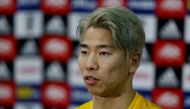 Japan's Takuma Asano during the FIFA World Cup Qatar 2022 press conference at the Al Sadd SC New Training Facilities 1, Doha, on November 21, 2022.   REUTERS/Issei Kato