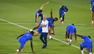 France coach Didier Deschamps during a training session. REUTERS