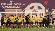 Japan team members during training at Al Sadd SC New Training Facilities 1, Doha, Qatar, November 21, 2022. (REUTERS/Issei Kato)