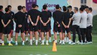 General view of South Korea team members during training at the Al Egla Training Site 5, Doha, Qatar, on November 22, 2022.  REUTERS/Kim Hong-Ji