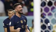 France's Olivier Giroud celebrates scoring their fourth goal during FIFA World Cup Group D match against Australia at the Al Janoub Stadium in Al Wakrah. REUTERS/Issei Kato