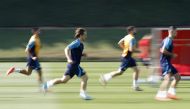 Croatia’s Luka Modric trains with team-mates at Al Erssal Training Site 3. REUTERS