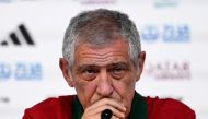 Portugal's coach #00 Fernando Santos attends a press conference at the Qatar National Convention Center (QNCC) in Doha on November 23, 2022, on the eve of the Qatar 2022 World Cup football match between Portugal and Ghana. (Photo by PATRICIA DE MELO MOREIRA / AFP)