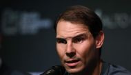 Spanish tennis player Rafael Nadal speaks during a press conference on November 22, 2022 in Buenos Aires, Argentina, on the eve of the exhibition match against Norwegian tennis player Casper Ruud. (Photo by Luis ROBAYO / AFP)