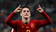 Gavi celebrates scoring their fifth goal during the FIFA World Cup Qatar 2022 match against Costa Rica at Al Thumama Stadium, Doha, Qatar. (REUTERS/Dylan Martinez)