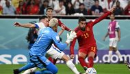 Spain’s Ferran Torres scores their fourth goal. Reuters