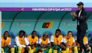 Cameroon's coach Rigobert Song gestures alongside his bench during the Qatar 2022 World Cup Group G football match between Switzerland and Cameroon at the Al-Janoub Stadium in Al-Wakrah, south of Doha on November 24, 2022. (Photo by Odd ANDERSEN / AFP)