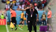 Tunisia's coach Jalel Kadri gestures on the touchline during the Qatar 2022 World Cup Group D football match between Tunisia and Australia at the Al-Janoub Stadium in Al-Wakrah, south of Doha on November 26, 2022. (Photo by Miguel MEDINA / AFP)