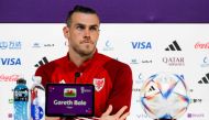 Wales' forward Gareth Bale addresses a press conference at the Qatar National Convention Center (QNCC) in Doha on November 28, 2022, on the eve of the Qatar 2022 World Cup football match between Wales and England. (Photo by Nicolas TUCAT / AFP)