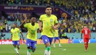 Brazil's Casemiro celebrates scoring the only goal of the match during their FIFA World Cup Qatar 2022 Group G match against Switzerland at the Stadium 974, Doha, Qatar, on November 28, 2022. REUTERS/Carl Recine