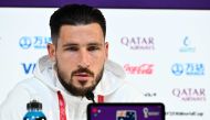 Australia's forward Mathew Leckie attends a press conference at the Qatar National Convention Center (QNCC) in Doha on November 29, 2022, on the eve of the Qatar 2022 World Cup football match between Australia and Denmark. (Photo by Chandan Khanna / AFP)