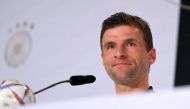 Germany's forward Thomas Mueller attends a press conference at the Al Shamal Stadium in Al Shamal, north of Doha on November 29, 2022, during the Qatar 2022 World Cup football tournament. (Photo by INA FASSBENDER / AFP)
 