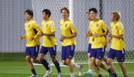 Japan players during training.