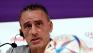 South Korea coach Paulo Bento during a FIFA World Cup Qatar 2022 South Korea Press Conference at the Main Media Center, Doha, Qatar, on December 1, 2022.   REUTERS/Pedro Nunes
 