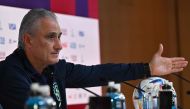 Brazil's coach Tite gives a press conference at the Qatar National Convention Center (QNCC) in Doha on December 1, 2022, on the eve of the Qatar 2022 World Cup football match between Cameroon and Brazil. (Photo by NELSON ALMEIDA / AFP)
 