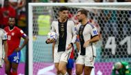 Germany's Kai Havertz celebrates scoring their third goal against Costa Rica with Niclas Fullkrug during the FIFA World Cup Qatar 2022 Group E match at the Al Bayt Stadium, Al Khor, Qatar, on December 1, 2022. EUTERS/Kai Pfaffenbach