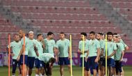 Brazilian players attend a training session at the Al Arabi Sports Club in Doha, yesterday. AFP