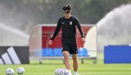 South Korea’s midfielder Son Heung-min attends a training session. AFP